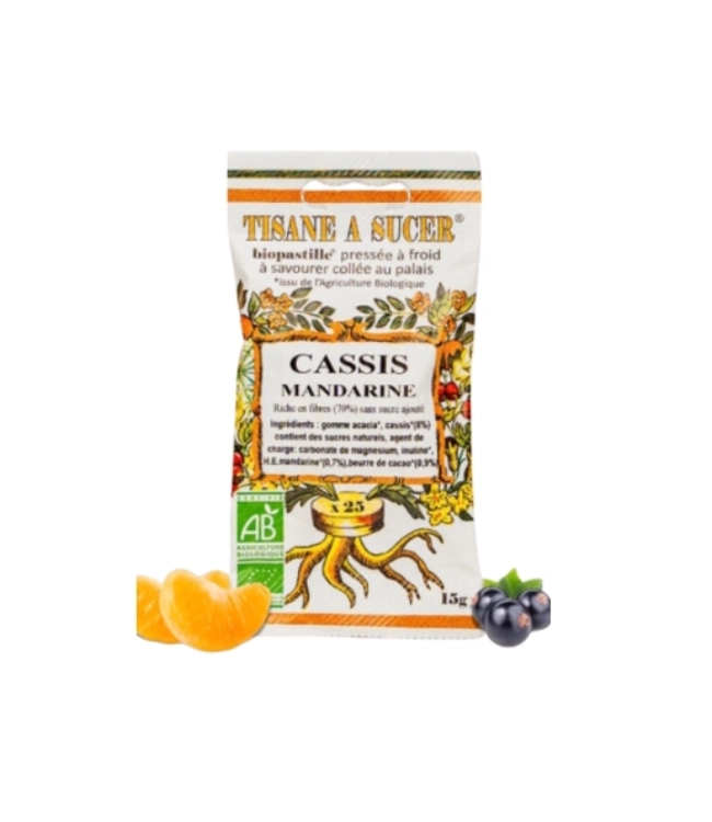 Tisane à sucer CASSIS/MANDARINE - BIOPASTILLE