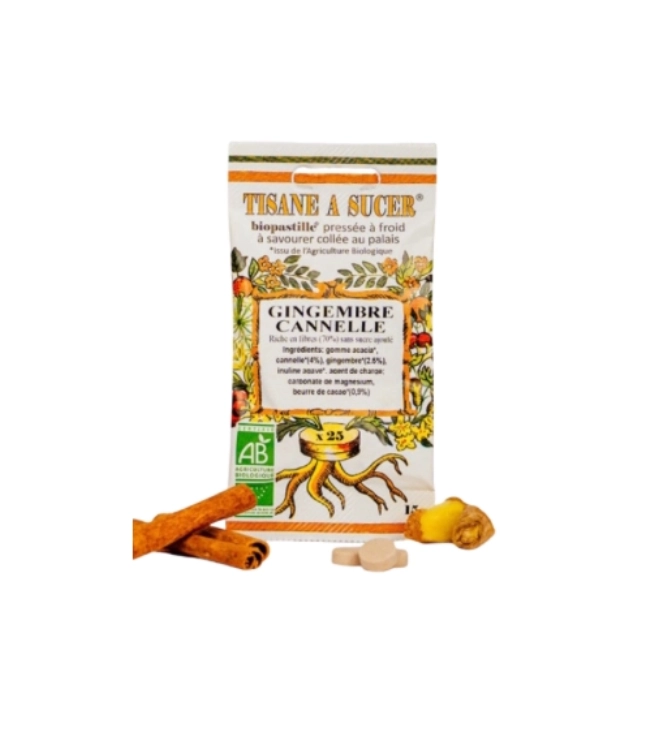Tisane à sucer GINGEMBRE/CANNELLE - BIOPASTILLE