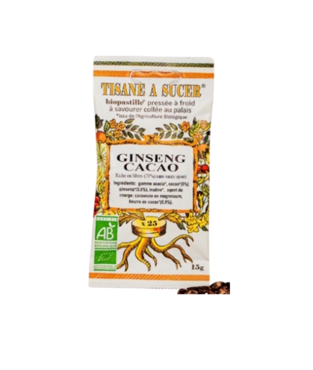 Tisane à sucer GINSENG/CACAO - BIOPASTILLE