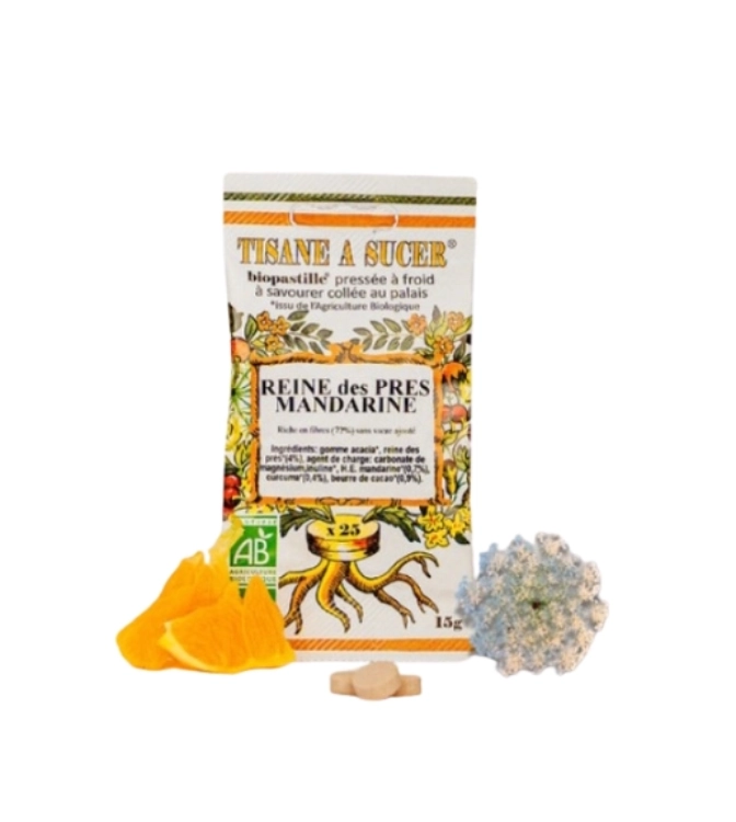 Tisane à sucer REINE DES PRÉS/MANDARINE - BIOPASTILLE