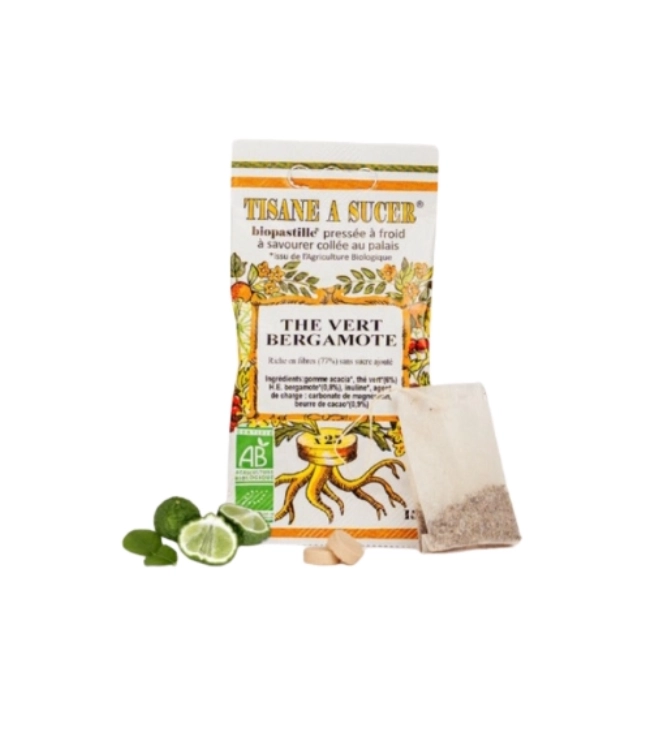 Tisane à sucer THÉ VERT/BERGAMOTE - BIOPASTILLE