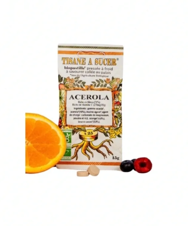 Tisane à sucer Acérola Bio - BIOPASTILLE